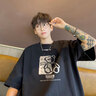 名創(chuàng)優(yōu)品（MINISO）冰絲t恤男速干圓領(lǐng)半袖大碼男裝胖子加肥加大短袖男涼感透氣衣服 黑色(哈尼熊) 5XL (體重230-260斤左右) 曬單實拍圖
