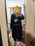 范思藍(lán)恩藏青格紋毛呢外套女冬季減齡學(xué)院風(fēng)牛角扣羊毛大衣14433 藏青格紋 S 曬單實(shí)拍圖