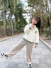 優(yōu)優(yōu)1點(diǎn)（Yoyo one）女童春秋套裝2025新款女大童女孩衛(wèi)衣學(xué)院風(fēng)秋季洋氣春款兒童秋裝 15188咖色4948米白 160cm 曬單實(shí)拍圖