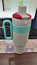 EWIWE奶茶花茶杯食品級不銹鋼保溫杯便攜手柄雙飲杯保冷茶隔吸管杯 泡芙椰椰白/高顏設計款/約 780ml 曬單實(shí)拍圖
