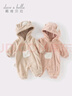 戴維貝拉（DAVE＆BELLA）新生兒爬服嬰兒連體衣0-6個(gè)月寶寶衣服冬季新款牛奶絨男寶睡衣 卡其色【現(xiàn)貨】 90cm （建議身高80-90cm） 曬單實(shí)拍圖