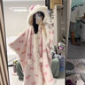 果殼（Gukoo）睡袍冬季HelloKitty聯(lián)名新款毛絨女士家居服斗篷睡袍 淺霧粉 S  曬單實(shí)拍圖