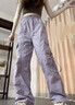 真維斯（Jeanswest）休閑褲女美式辣妹速干工裝褲夏季薄款束腳褲寬松顯瘦直筒運動(dòng)女褲 紫色長(cháng)褲 M 曬單實(shí)拍圖