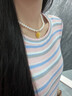 中國黃金（CHINA GOLD）黃金項鏈女士足金牡丹花珍珠項鏈生日禮物送女友老婆 牡丹花珍珠項鏈金重約0.9g（工費260） 曬單實(shí)拍圖