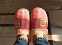 大嘴猴（paul frank）棉拖鞋包跟男款冬天防寒防滑保暖加絨辦公室外穿女士情侶款 棉鞋紅色 37-38 適合36/37腳 曬單實(shí)拍圖