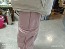 悸囈女童美式復(fù)古工裝褲女學(xué)生寬松休閑直筒褲ins中大童高腰顯瘦闊腿 粉色加絨 150cm 曬單實拍圖