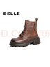 百麗（Belle）時(shí)尚復古馬丁靴女商場(chǎng)同款真皮短筒靴D3F1DDD4 咖色-單里 36 (230mm) 曬單實(shí)拍圖
