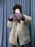VEGA CHANG羽絨服女款冬季2025年新款90白鴨絨貉子毛領(lǐng)保暖外套 霧藍色 M 曬單實(shí)拍圖