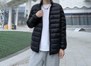 名創(chuàng)優(yōu)品（MINISO）男士羽絨服冬季90%鴨絨輕薄立領(lǐng)襖子青少年沖鋒衣內(nèi)膽登山外套男 【立領(lǐng)】黑色(空白) L 175(體重120-140斤左右) 曬單實拍圖
