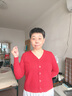 針織開衫外套女短款寬松毛衣外搭小衫長袖V領(lǐng)打底衫春秋洋氣上衣 磚紅 L 105-115斤 曬單實(shí)拍圖