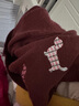 Basic House/百家好小狗刺繡毛衣秋冬新款減齡綿羊毛圓領(lǐng)開(kāi)衫外套 紅色 M 85-105斤 曬單實(shí)拍圖