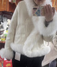 米詩德狐貍毛麂皮絨羽絨服女鵝絨韓版高級感狐貍毛羽絨服短外套女冬裝氣 米白色 M 曬單實(shí)拍圖