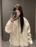 派吉鯊國(guó)潮牌棒球服外套女春秋季新款街頭潮牌寬松立領(lǐng)飛行夾克工裝上衣 淺灰色 M 100-110 曬單實(shí)拍圖