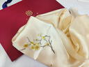 繡娘手工刺繡真絲絲巾25年新款雙層桑蠶絲蘇繡披肩送媽媽禮物 米色 190x65cm 曬單實(shí)拍圖