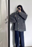 乖甜星灰色連帽呢子大衣女春季2025新款感小個子加厚短款毛呢短外套女秋 灰色 L 55/60kg 曬單實拍圖
