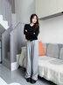 衣然呈品波點(diǎn)糯米休閑褲女春秋2026新款小個(gè)子慵懶風(fēng)寬松bf直筒闊腿褲子女 淺灰色 M 【建議90-100斤】 曬單實(shí)拍圖