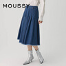 moussy【新復古回潮】 復古下擺毛邊百褶裙牛仔半身裙028GAZ11-5070 113深藍色 S 00001 曬單實拍圖