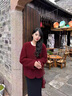 茉衣雅（MOYIYA）圣誕紅色羊羔毛外套女冬季皮毛一體本命新年新娘回門(mén)厚外套 酒紅色【常規款】 L 103-123 曬單實(shí)拍圖