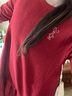 EIN【空氣羊毛】EIN言紅色刺繡圓領(lǐng)拼接美拉德連衣裙女裝春秋新款 棗紅 S 曬單實(shí)拍圖