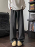 卡圖弛美式復古水洗衛褲男春秋季高街潮牌休閑褲子寬松bf慵懶風(fēng)闊腿長(cháng)褲 水洗黑 XL 【建議120-140斤】 曬單實(shí)拍圖