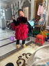富羅迷女童連衣裙冬季女孩紅色亮片公主裙洋氣演出禮服裙 粉色 120cm  曬單實(shí)拍圖