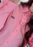 CHUU字母長袖襯衫女2025秋季新品翻領(lǐng)簡約BF風(fēng)純色中長款寬松上衣 粉色 均碼 曬單實(shí)拍圖