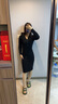 皮爾卡丹（pierre cardin）法式復(fù)古連衣裙女秋冬氣質(zhì)V領(lǐng)打底針織裙收腰顯瘦毛衣裙包臀長裙 黑色 L 曬單實拍圖