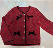 ASK JUNIOR女童套裝秋冬小香風(fēng)套裝兒童外套半身裙拜年服套裝 紅色 120  曬單實(shí)拍圖