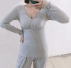 Mom Jane哺乳上衣秋衣打底衫孕婦秋冬款月子服德絨喂奶免穿文胸保暖內搭 淺灰色（195g新疆棉，適宜10-20℃） 單上衣-可拆罩杯 M【建議體重85-115斤】 曬單實(shí)拍圖