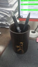 芬尚 圓形黑檀筆筒 創(chuàng)意雕刻荷花復古中國風實木毛筆收納筒書房辦公室桌面工藝品擺件 圓形翠荷7*11cm 曬單實拍圖