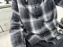POUM格子襯衫外套男士春秋款長(zhǎng)袖寬松休閑襯衣男裝788黑色XL 曬單實(shí)拍圖