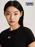 TOMMY JEANS26春夏新款女裝輕薄修身針織T恤/坑條肌理辣妹正肩重磅短袖 【辣妹正肩】黑色BDS M 曬單實(shí)拍圖