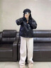 棉致加絨加厚糯米羊羔絨褲子女秋冬季寬松直筒休閑褲女士高腰闊腿棉褲 E690米白色【羊羔絨高品質34.5】 L 110-125斤 曬單實拍圖