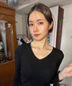 京功雞心領(lǐng)針織衫低領(lǐng)內搭毛衣女士打底衫秋冬洋氣時(shí)髦修身短款v領(lǐng) 黑色 均碼 高彈力 70-125斤 曬單實(shí)拍圖