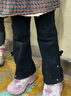 戴維貝拉兒童褲子2023秋冬女童洋氣加絨褲中大童微喇褲童裝 曬單實(shí)拍圖
