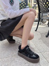 妙麗加絨女鞋冬季加厚保暖德訓(xùn)鞋美拉德毛毛鞋棉鞋厚底板鞋運動休閑鞋 黑色 （跟高4.2CM) 37 曬單實拍圖