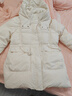 朵以（Duoyi）2025冬季新款時(shí)尚抽繩收腰白鴨絨連帽羽絨服小個(gè)子保暖外套女 奶油米 S 曬單實(shí)拍圖