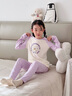 巴拉巴拉兒童內衣套裝春秋女童秋衣秋褲大童打底睡衣拼色舒適親膚 白紫色調00317 150 曬單實(shí)拍圖