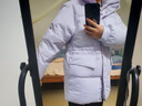 森馬（Semir）羽絨服女中長(cháng)款大毛領(lǐng)連帽顯瘦2024冬新款工裝風(fēng)防風(fēng)保暖外套 粉紫（白鴨絨）70028 L 曬單實(shí)拍圖