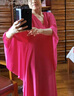 花九卿沙灘裙女海邊度假長(zhǎng)裙小個(gè)子長(zhǎng)版王氣質(zhì)V領(lǐng)修身大擺雪紡淑 9015-玫紅色 L 曬單實(shí)拍圖
