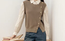 KBNE針織衫女假兩件襯衫內搭上衣2025春季新款今年流行的漂亮小衫 淺咖啡 XS 曬單實(shí)拍圖