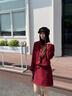 衣典零一（LEDIALYI）紅色小香風連衣裙套裝女2025春季新款小個子韓版氣質(zhì)半身裙兩件套 紅色 S 【建議96-110斤】 曬單實拍圖