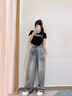 蘿美醬天絲牛仔褲女2025新款夏季小個(gè)子休閑褲高腰夏天冰絲寬松闊腿褲子 藍(lán)色 天絲牛仔褲常規(guī) M 【建議95-110斤】 曬單實(shí)拍圖