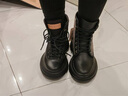 COZY STEPS可至女士秋冬厚底舒適增高休閑靴中筒圓頭防滑牛皮馬丁靴 曜石黑 36 曬單實(shí)拍圖