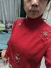 恒源祥羊毛衫中國紅針織衫毛衣半高領(lǐng)寬松洋氣女2023秋冬新款歐洲站打底 鮮紅色泡珠 XL 121斤-130斤 曬單實拍圖