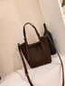 CADUNI KAISER牛皮包包女包手提菜籃子包輕奢斜挎單肩生日禮物高級感送女友老婆 【咖啡色】實(shí)用走心 高端品牌小眾百搭時(shí)尚通勤大包 曬單實(shí)拍圖