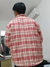 安初夏小香風(fēng)毛呢外套男士秋冬季加絨潮牌學(xué)生寬松格子休閑夾克男裝衣服 XXF016紅色加絨 XL 【建議120-140斤】 曬單實(shí)拍圖