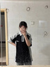 肯奈迪美式polo衫短袖男女夏季撞色拼接情侶T恤半拉鏈翻領(lǐng)寬松半袖上衣 黑灰拼色-半袖POLO衫 2XL 【160-170cm】 曬單實拍圖