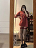 浪莎性感jk紅邊吊帶過膝黑色絲襪美腿塑形網(wǎng)紅同款辣妹吊帶一體絲襪女 紅色吊帶 1條 均碼 曬單實(shí)拍圖