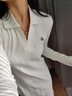 Calvin KleinJeans春夏女士氣質(zhì)通勤ck簡(jiǎn)約字母V字顯瘦針織POLO連衣裙J224781 YBI-牛乳白 XS 曬單實(shí)拍圖